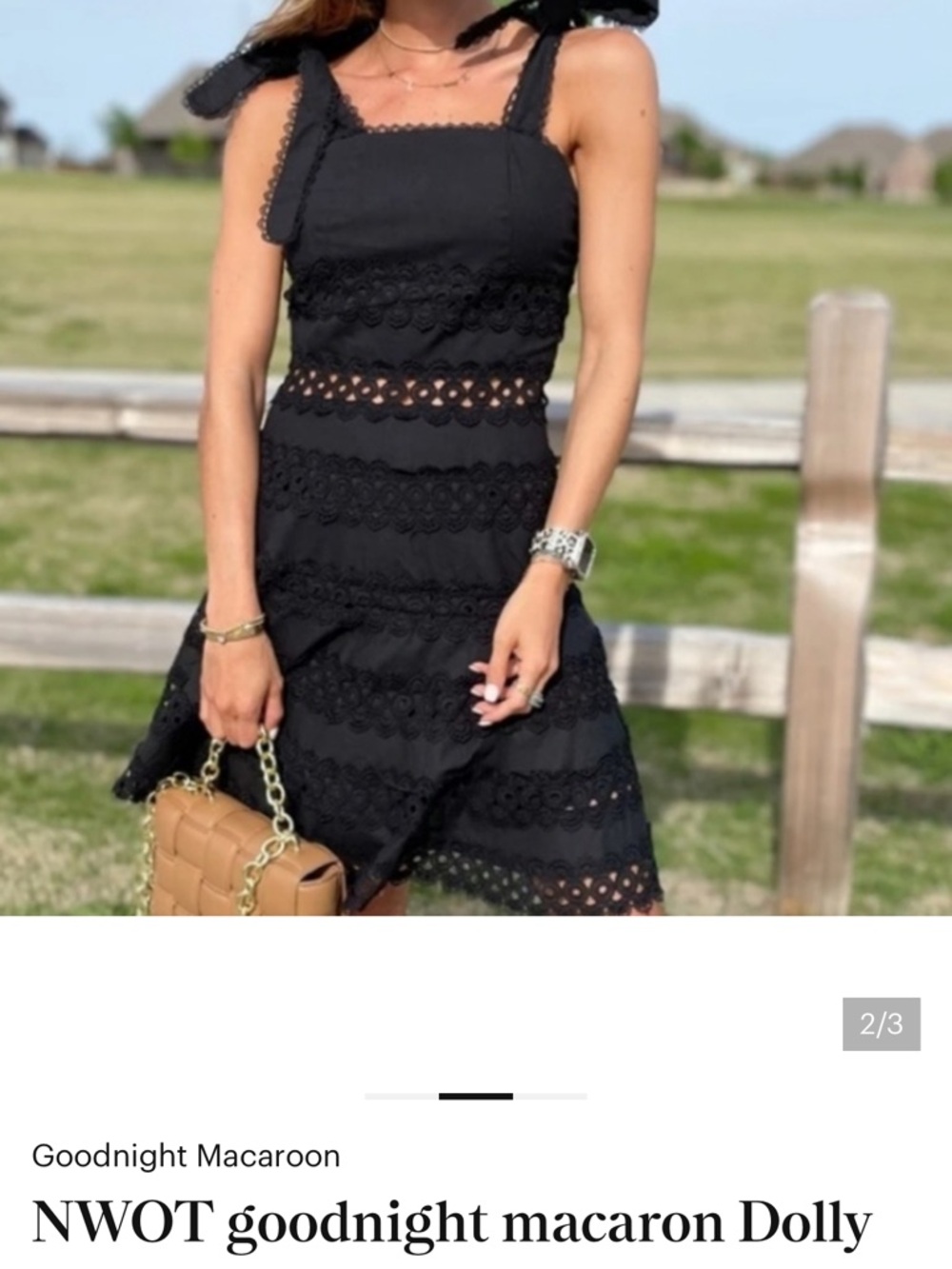 Goodnight Macaroon Black Eyelet Lace Mini Dress